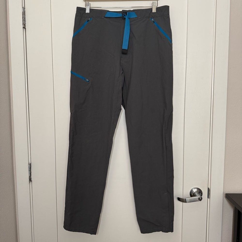 Patagonia Causey Pike Pants Mens Sz 36 Gray Belted Nylon Stretch Outdoor Hiking